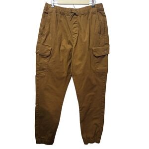 AIRWALK Men's Cargo Jogger Pants Brown Elastic‎ Waist Drawstring Size L